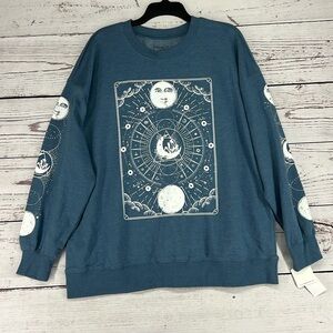 Rebellious One Juniors Celestial Graphic Sweatshirt